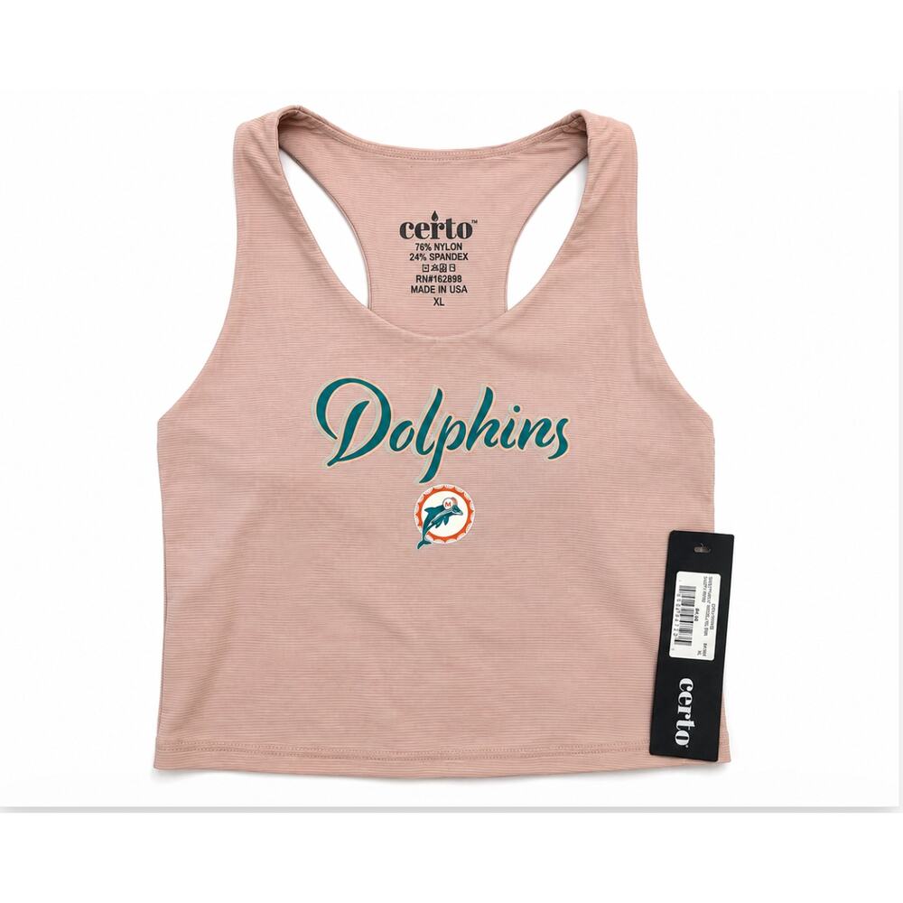 Certo Miami Dolphins Dusty Rose Racerback Tank Sports Bra Top Womens XL NWT